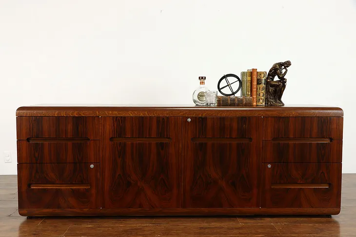 Midcentury Modern Vintage Rosewood Credenza, TV Console, Sideboard Dunbar #38487