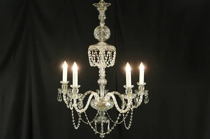 Crystal Prisms 5 Candle Vintage Chandelier