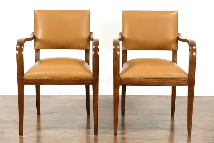 Pair of Midcentury Modern 1960's Vintage Danish Leather Office or Library Chairs