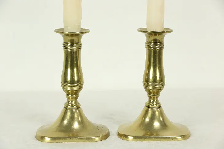Pair Brass 1850 Antique Candlesticks, England