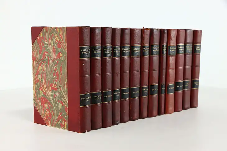 Set of 14 Leatherbound Gold Tooled Vintage Books, Hall Caine #39256