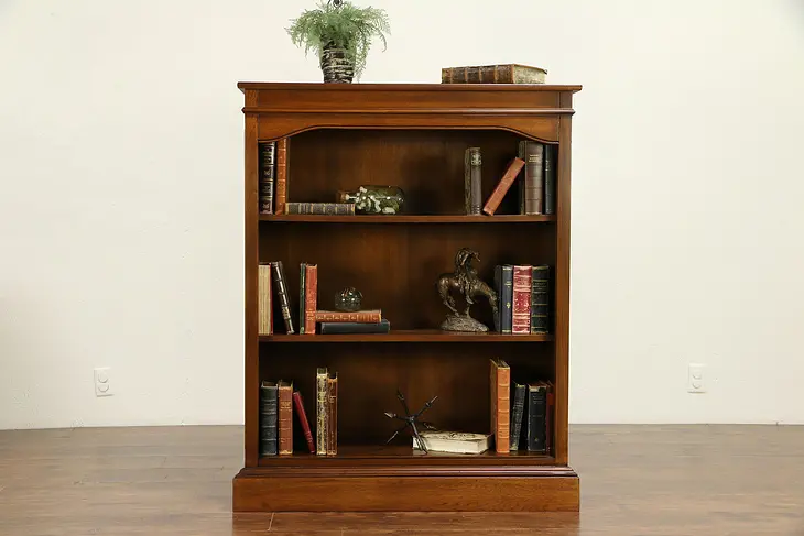 Walnut Vintage Office or Library Bookcase, Adjustable Shelves #30356