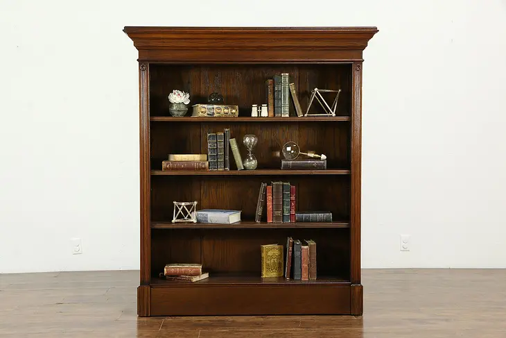 Oak Antique Bookcase or Pantry Cupboard, Adjustable Shelves #33231