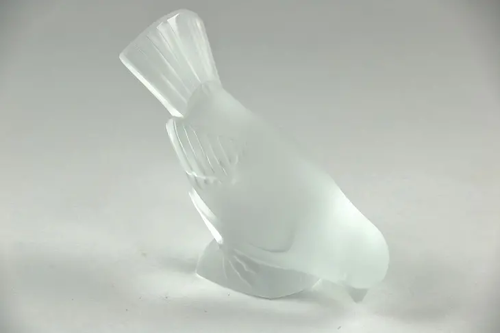 Lalique France Signed Sculpture of a Bird, Tail Up