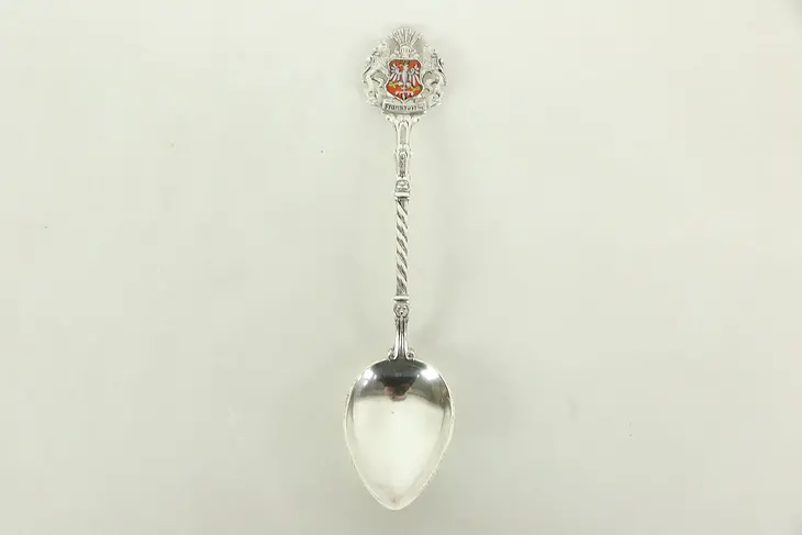 Frankfurt Germany 835 Silver & Enamel Souvenir Spoon, Signed KFN