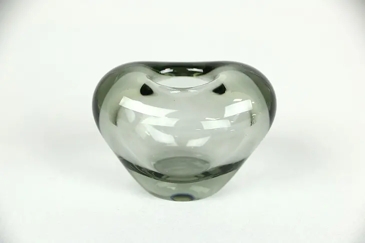 Smokey Crystal Inkwell or Vase, Signed Holmegaard 1957