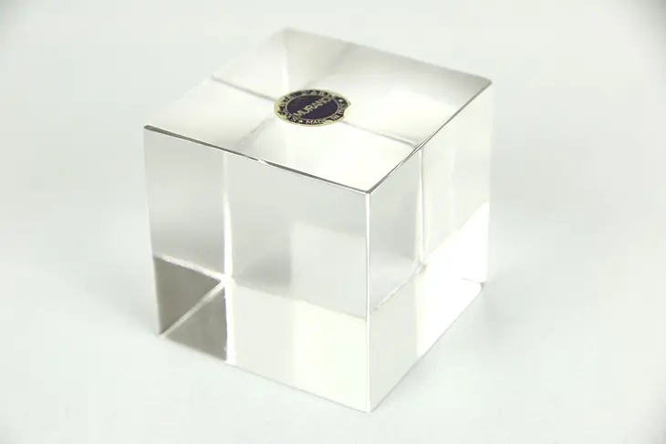 Cube Crystal Paperweight, Signed Vetri D'Arte, Murano