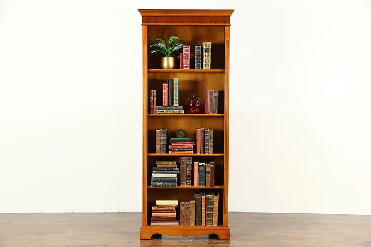 Library Yew Wood Bookcase, Adjustable Shelves, Richwoods of London 1995