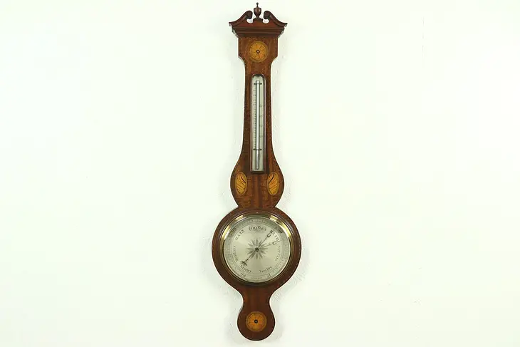 Barometer & Thermometer, 1910 Antique Marquetry Case, England