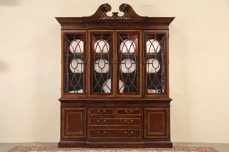 Georgian Style Vintage Breakfront China Cabinet or  Bookcase