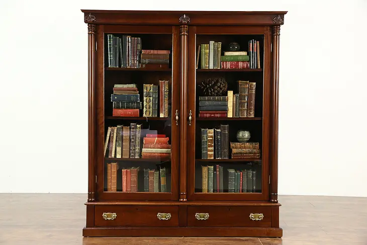 Classical Mahogany 1910 Antique Library Bookcase Signed Smyth of Chicago