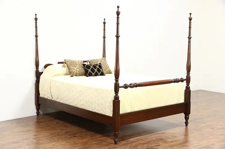 Cherry Traditional Queen Size 4 Poster Vintage Bed, Signed Harden
