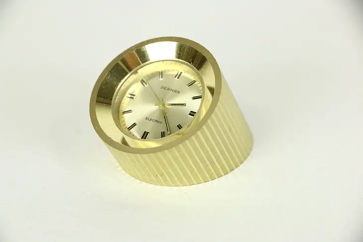 Berman Signed Machined Brass Vintage Desk Clock