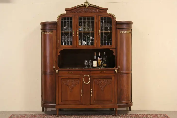 Grapevine Carved Sideboard & China Cabinet, Back Bar or Server