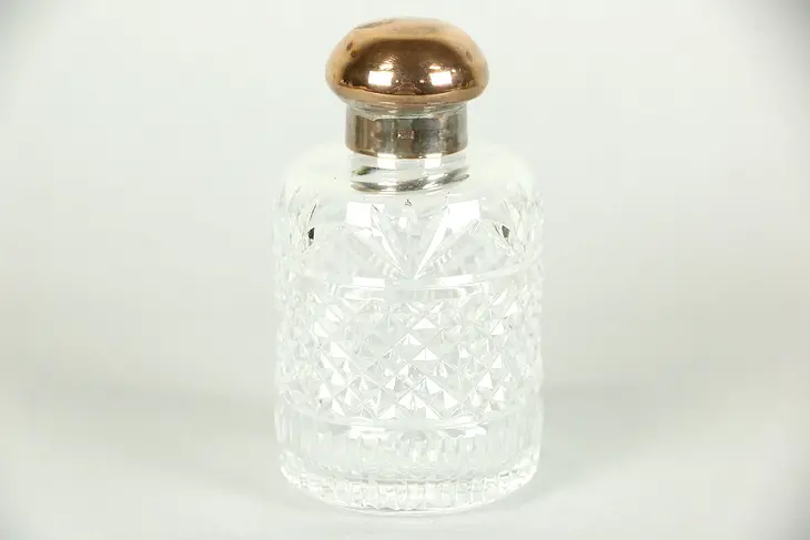 Waterford Scent or Cologne Bottle, Stopper, Silver Plate Copper Cap