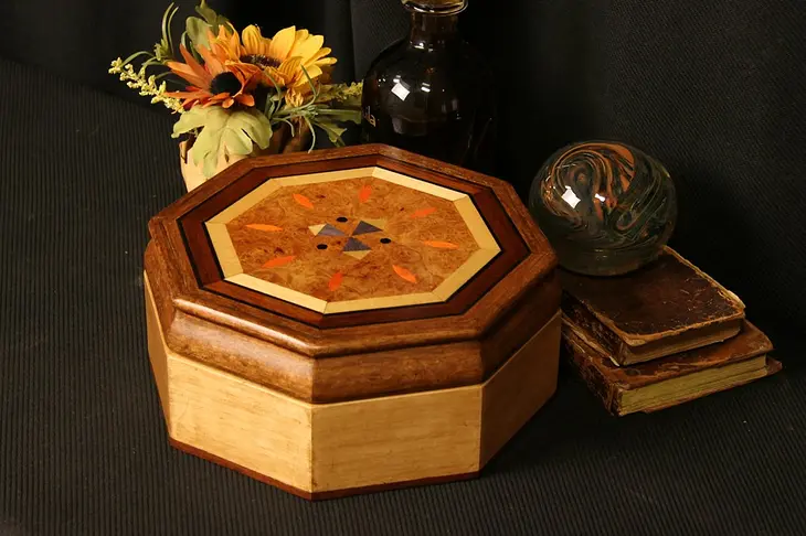 Jewelry Box of Exotic Wood Marquetry, Hand Crafted by Artist Bruce Bodden