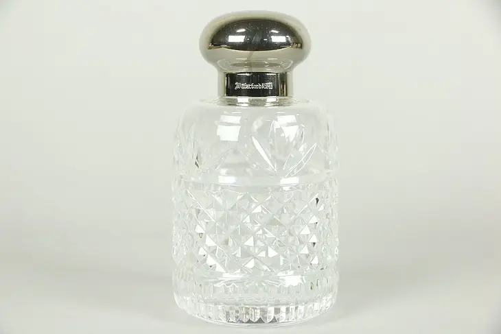 Waterford Signed Crystal Boudoir Scent Bottle & Stopper, Silverplate Cap