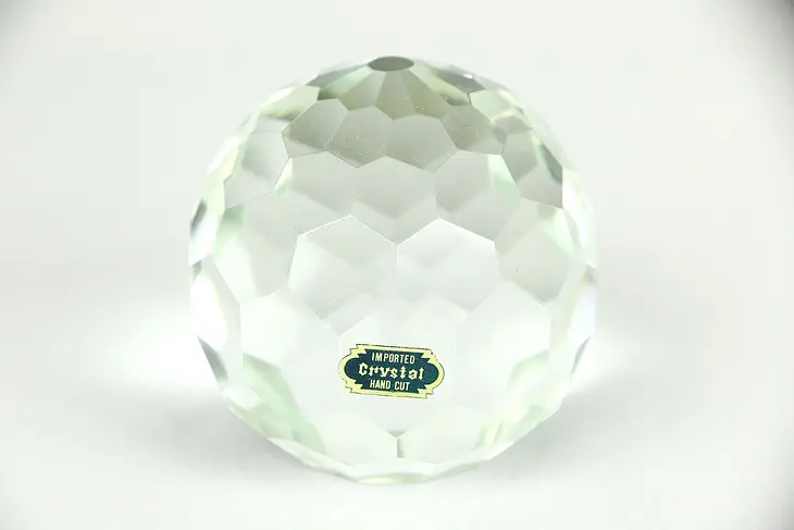 Faceted Hand Cut "Imported Crystal" Vintage Paperweight