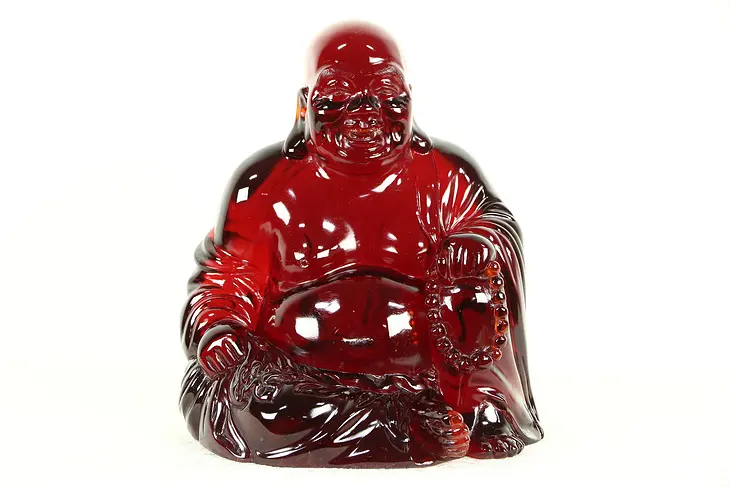 Buddha Traditional Statue or Sculpture, Lacquer Red Resin