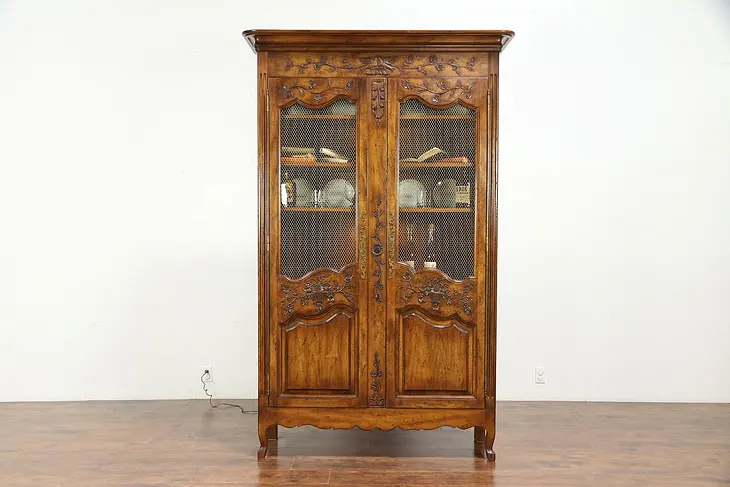 Country French Vintage Armoire, China or Bar Cabinet, Bookcase #30162
