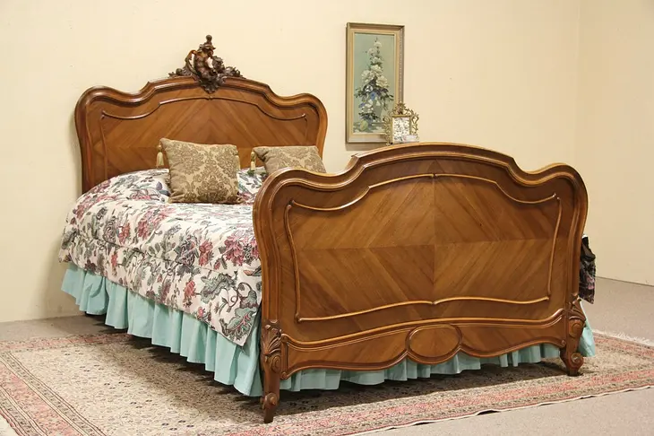 French Carved Queen Size1890 Antique Bed