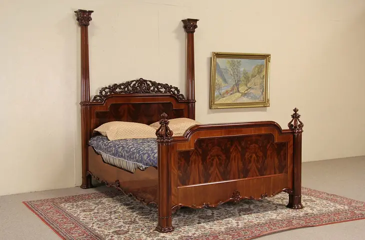 Kindel Varney & Sons Carved Mahogany Vintage Queen Size Bed