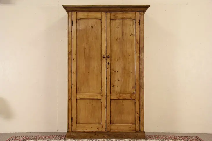 Scottish Country Pine Antique 1870 Armoire or Linen Closet