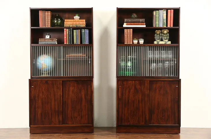 Pair Rosewood Midcentury Danish Modern 1971 Vintage Cabinets or Bookcases