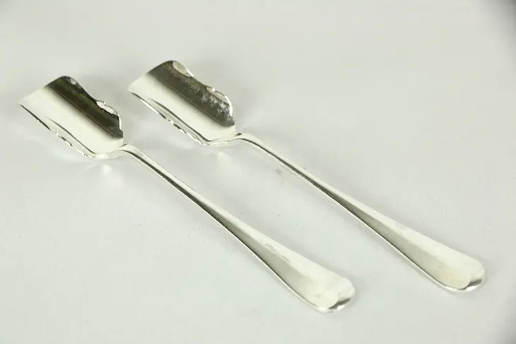 Pair English Vintage Silverplate Marrow or Cheese Spoons