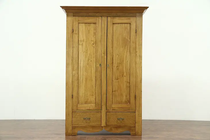 Country 1880 Antique Armoire, Wardrobe or Closet, Pine & Poplar