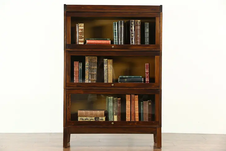 Stacking Antique 3 Section Lawyer Bookcase, Signed Udell Indianapolis