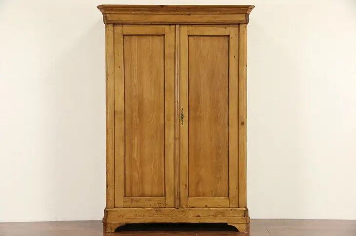Country Pine 1870 Antique Armoire, Wardrobe or Closet