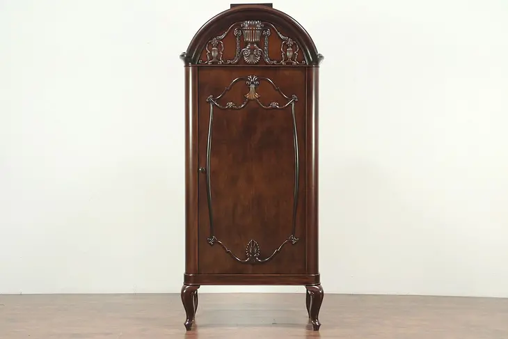 Mahogany Antique Chifferobe, Armoire, Bath or Linen Cabinet, Germany #28916