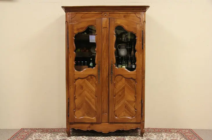 French 1790 Antique Cherry Armoire, Pantry Cupboard or Bookcase