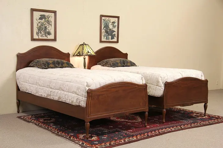 Pair of 1950's Vintage Mahogany Twin Beds