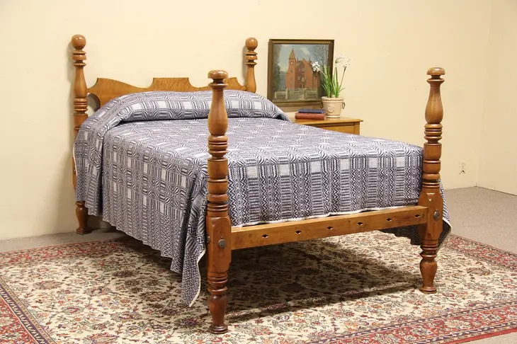Poster Curly or Birdseye Maple Antique 1840 Full Size Bed