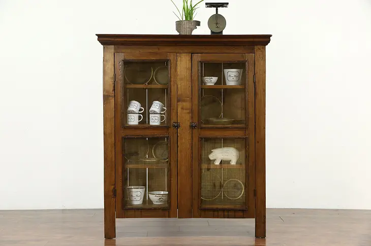 Country Pine & Butternut Antique Pantry Pie Safe Cupboard