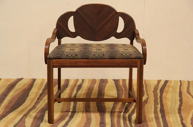 Art Deco 1935 Black Upholstered Bench or Vanity Chair