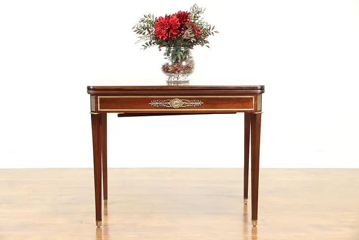 Hall Console Opens to Vintage Mahogany Game or Dining Table, 3 Leaves #31031