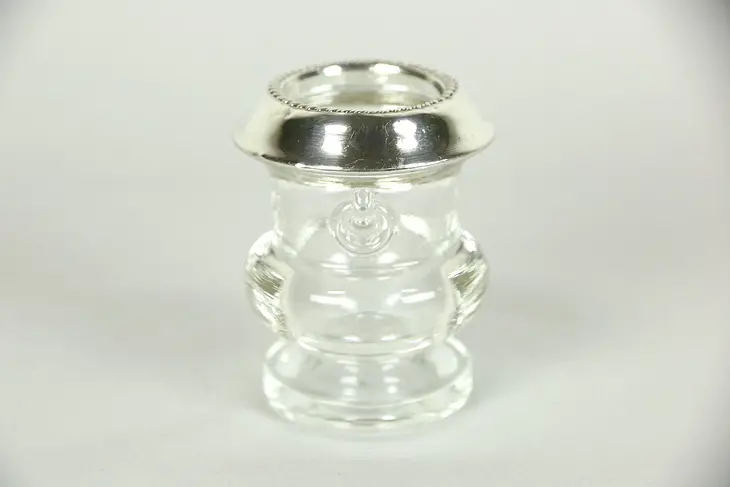 Glass & Sterling Silver Vintage Cigarette Urn or Toothpick Holder