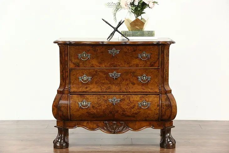 Dutch Baroque Style Bombe 1900's Antique Chest or Dresser