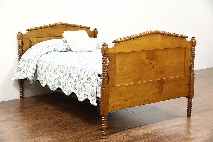 Butternut Antique 1840 Spool Turned Bed, Full or Double Size