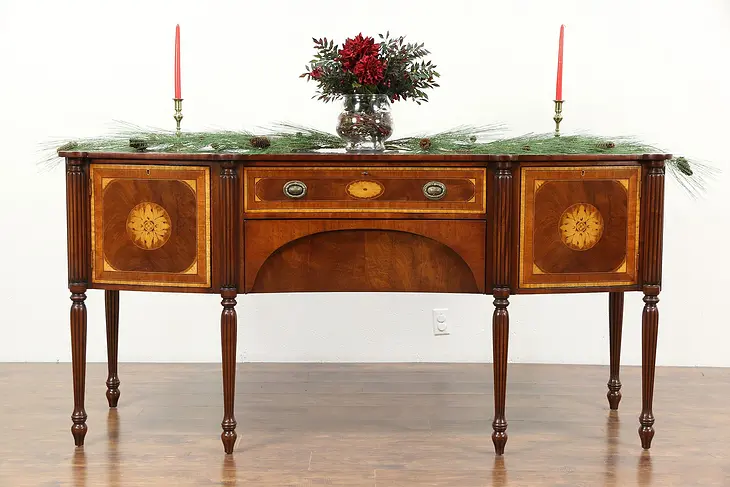 Georgian Design Sideboard, Server or Buffet, Banded Mahogany, Marquetry