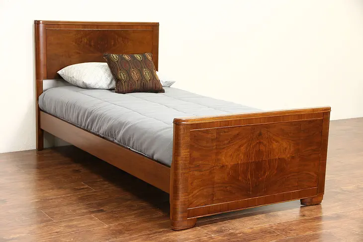 Midcentury Modern 1950 Vintage Twin or Single Size Walnut Bed