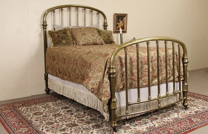 Brass Bed, Full Size 1900 Antique, Arched & Curved