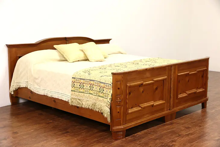 Country Pine German Vintage King Size Bed