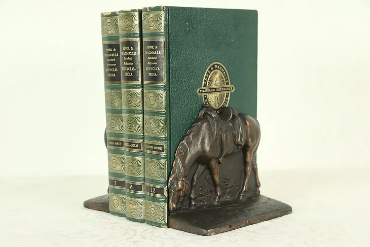 Pair of Grazing Horse Antique Bronze Finish Bookends #28966