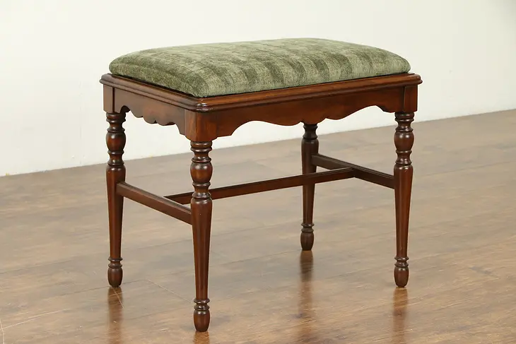 Maple Antique 1925 Bench, New Upholstery #31474