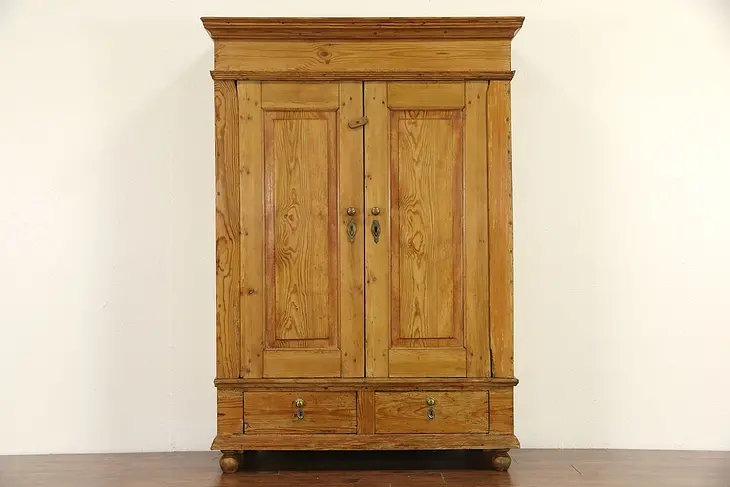Country Pine Antique 1850's Armoire, Wardrobe or Linen Closet