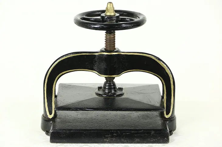 Cast Iron 1900 Antique Bookbinder Book Press with Wheel & Screw